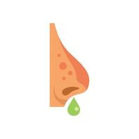 Human nose with snot dropping down representing flu or allergy symptom vector