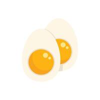 Two halved boiled eggs with yolk showing on white background vector