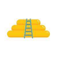 Yellow gas pipeline delivering natural gas with access ladder for maintenance vector