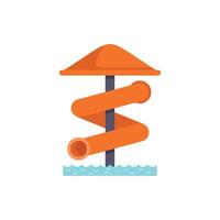 Orange water slide standing on edge of swimming pool vector