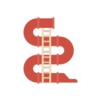 Red double slide with ladder for playground equipment is standing on white background vector