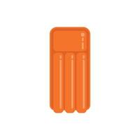 Orange inflatable mattress for swimming pool relaxing on water surface vector