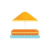 Orange pool float with umbrella floating on water illustration vector