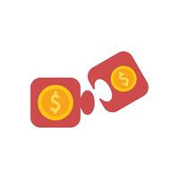 Two puzzle pieces forming one dollar sign showing concept of financial solution vector