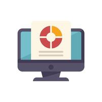 Desktop computer displaying pie chart analysis results vector