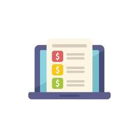 Laptop displaying invoice for online payment processing system vector