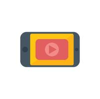 Smartphone showing video streaming app in flat design style vector
