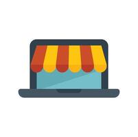 Laptop computer displaying an online store awning for e commerce concept vector