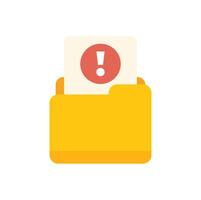 Yellow folder containing important document showing exclamation point vector