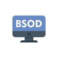 Blue screen of death error showing on desktop computer monitor vector