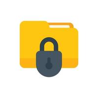 Yellow folder being secured with a grey lock vector