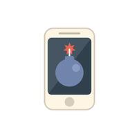 Smartphone showing a bomb about to explode vector