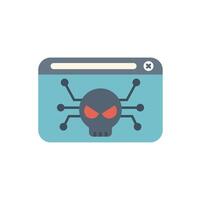 Cyber attack showing skull with red eyes on computer screen vector