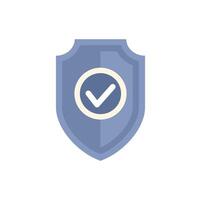 Blue shield displaying white check mark symbolising security vector
