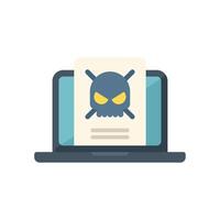 Laptop showing warning message with skull symbol on screen vector