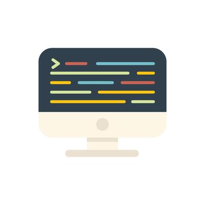 Computer showing programming code on screen icon