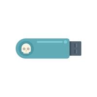 Usb flash drive infected with virus showing skull icon vector