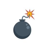 Round bomb with burning fuse exploding, cartoon style illustration vector