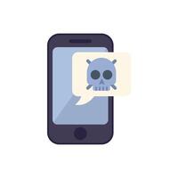 Smartphone showing skull warning message on screen vector