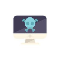 Computer showing skull and crossbones warning of cyberattack vector