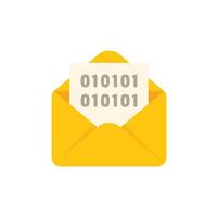 Open yellow envelope containing binary code message vector