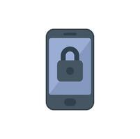 Smartphone showing security lock on screen icon vector