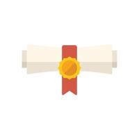 Diploma scroll with red ribbon and gold seal showing completion of studies vector