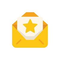 Yellow envelope containing important message with a star symbol vector