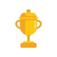 Golden trophy cup standing on white background vector