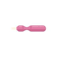 Pink push pin pointing at you on white background vector