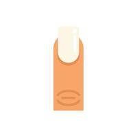 Finger with nail polish showing manicure on white background vector