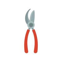 Gardening secateurs with red handles for cutting branches vector