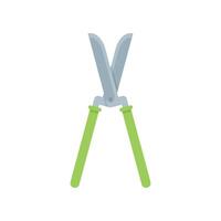 Gardening secateurs with green handles for cutting branches vector