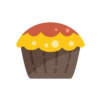 Delicious cupcake with yellow icing and chocolate topping isolated on white background vector