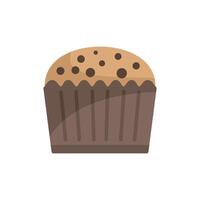 Delicious chocolate chip muffin with paper cup baking icon vector