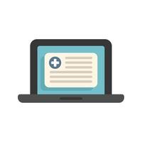 Laptop showing medical record with cross symbol and text vector