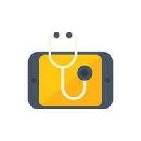 Stethoscope resting on a smartphone screen displaying medical app interface vector