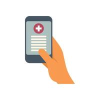 Hand holding smartphone with medical app open on screen vector