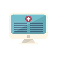 Computer showing online medical record with patient data vector