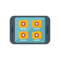 Online medical record storage on smartphone screen displaying patient files folders with cross symbols vector