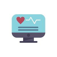 Computer monitor displaying heartbeat rate on screen vector