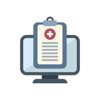 Online medical report displayed on computer screen icon vector