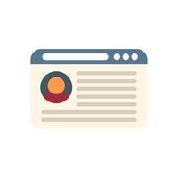 Internet webpage showing user profile interface with avatar and personal information vector