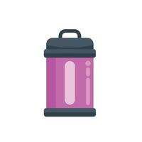 Tall pink trash can with handle keeping waste inside vector