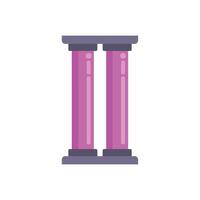 Two pink columns supporting building facade icon vector