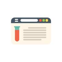 Online medical test results with blood test tube displaying on website page vector