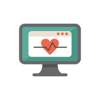 Computer showing heartbeat on screen icon illustration vector