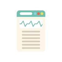 Web page showing medical information with cardiogram icon vector