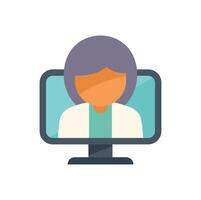 Doctor attending online medical consultation on computer screen vector