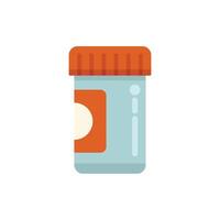 Medical analysis plastic container with orange label and red cap is standing on a white background vector